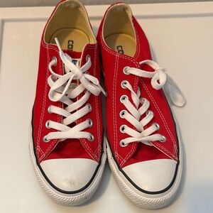 Converse Red Low-Top Canvas Sneakers with White Laces